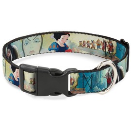 Buckle-Down Dog Collar Plastic Clip Snow White Dwarves Old Witch Evil Queen Scenes Available in Adjustable Sizes for Small Medium Large Dogs