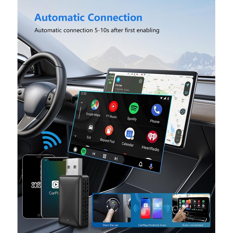 BXLIYER Wireless Adapter for Android Car Carplay