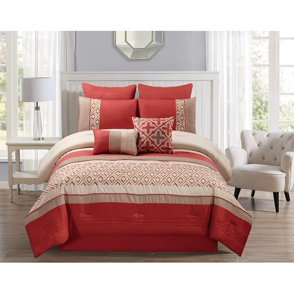 Riverbrook Home Country Manor Collection Comforter Set, Queen, Janna - Orange, 8 Piece Set