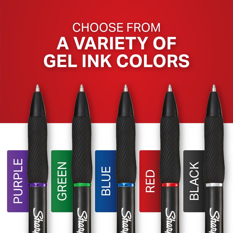 Sharpie S-Gel Gel Pens, Pearl White Body, Black Ink, Medium