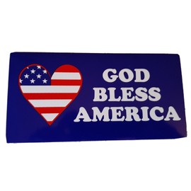 GOD BLESS AMERICA with USA Red White and Blue Heart BUMPER STICKER