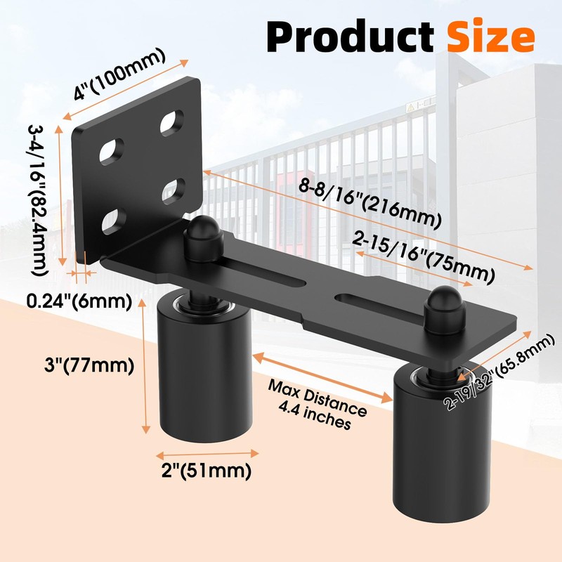 MeBantoo Heavy Duty Sliding Gate Guide Roller Hardware Kit, 3"