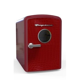 Frigidaire EFMIS181REDCROC 9 can/6l mini personal fridge cooler Crocodile finish door-W: 7.08" x L: 11.81" X H: 10.04 (Red), 9 cans