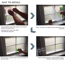 Solutions Frosted Glass Film Office Bedroom Bathroom Home Window Tint Static Cling Big Cut - 48"x540" / 4x45 FT