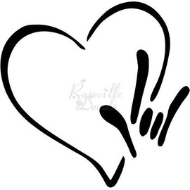 I Love You Sign Language Heart Vinyl Decal Sticker for Home Office Decor Vehicle Window Sign Size- [6 inch] / [15 cm] Wide Color- Gloss Black