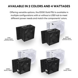 Lian Li Edge Series - 850W Full Modular Power Supply - Gold - ATX 3.1 - PCIE 5.1 Support - 12V-2x6 Connector - L-Shape Design for Dual Chamer Case - Without USB/Fan Hub - White (EG0850G.W)