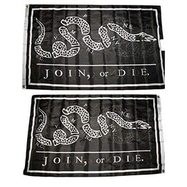 JumpingLight 3x5 Join or Die Gadsden Black White 2 Faced Double Sided 2-ply Polyester Flag - Quality Flags