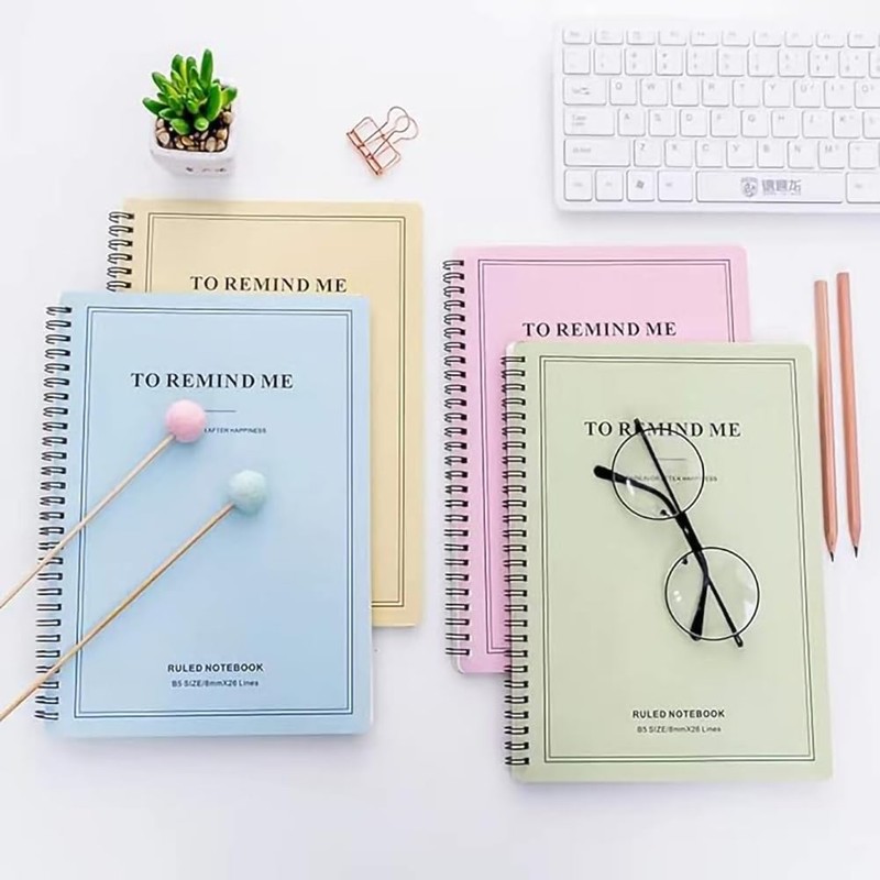 LELYFIT Pack of 4 A5 Spiral Notebooks, 120 Pages/60 Sheets,