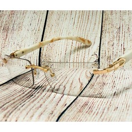 Hip Hop Rimless Wood Gold Frame Retro Vintage Hip Hop Mens Clear Lens Glasses