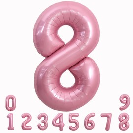 TONIFUL 40 Inch Light Pink Large Numbers Balloons 0-9, Number 8 Digital 8 Helium Balloons, Pink Foil Mylar Big Number Pastel Balloons for Birthday Party Anniversary Supplies Decorations