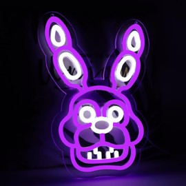 AHlove Anime Neon Sign，Five Nights at Bonnie Neon Signs for Wall Decor，LED Neon Lights for Bedroom，birthday、Christmas Gifts for kids