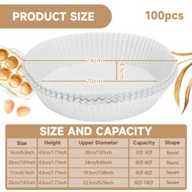 Backpapier für Heißluftfritteuse mit Doppelkammer, 50 Stück Backpapier für Heißluftfritteuse 6L-8L, Air Fryer Zubehör, Kompatibel mit Ninja Dual/Double Stack, und Anderen Dual Zone Air Fryer, Weiß