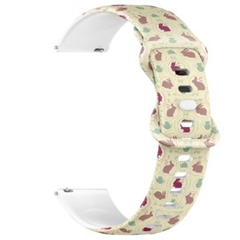 Compatible with Garmin Forerunner 255S/255S Music, 265S, Rey, Venu 2S, Venu 3S, Vivoactive 4S, Vivomove 3S, 18mm Replacement Sport Watch Band (Vintage Rabbit) Silicone Soft Strap Bracelet