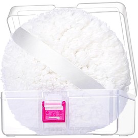 Borla para Polvos Corporales de 15 Cm, Suave y Esponjosa, Ideal para Polvos Corporales. Borla Grande, Blanco
