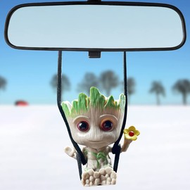 Car Hanging Accessories,Swing Smiling Little Tree Man,Car Mirror Hanging Accessories,car Decoration Charm Pendant,Car Mirror Suspension Decoration,car Charm Decoration, Lanyard: Adjustable Length
