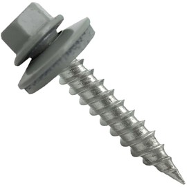 Stainless Steel Metal Roofing Screws (250) 9 x 1 (Light Gray) hex Head Sheet Metal Roofing Screw. Self-Piercing (SP) tip Metal to Wood siding Screws EPDM Washer