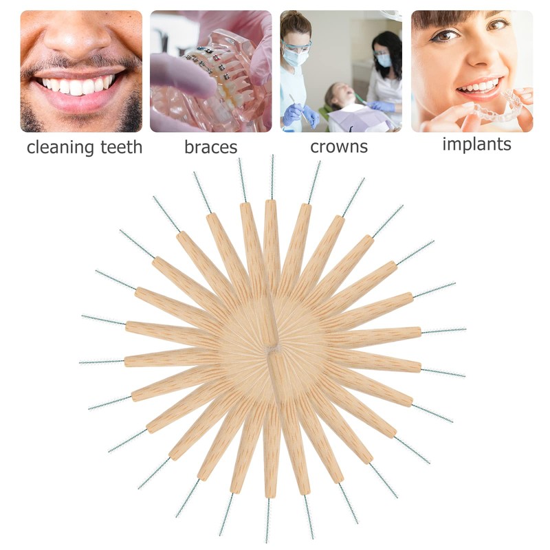 Healifty 30pcs Biodegradable Bamboo Handle Interdental Brushes Between Teeth Cleaner