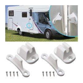 JNNJ Pack of 2 Door Stops Caravan Door Holder, Plastic Door Lock for Caravans and Motorhomes, Accessories for Motorhome or Caravan, White, Screw-On