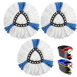 Mop Head Replacement Spin Mop Head Refill Mop Heads Reusable Spin Mop Refills Machine Washable Mop Heads Microfiber Triangle Replacement Pads for Vileda EasyWring Cleaning Floor 3Pcs