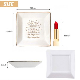 Rafaelle Ceramic Jewelry Tray, Ring Dish Jewelry Tray, Best Friends, Mom, Sister, Coworker Birthday Mother's Day Christmas Gift for Women - Inspirational Gifts (Sister Tray, 4.13 x 4.13 x 0.8in)