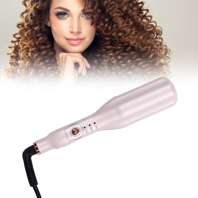 Flat Curling Iron 45W Pink Negative Ion Hair Crimper Waver
