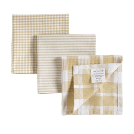 LANE LINEN 100% Cotton Kitchen Dish Cloths, Ultra Soft Absorbent Quick Drying Dish Towels, Multiweave Wash Cloths Dish Towel Sets, 12x12 Inches, 12 Pack - Beige