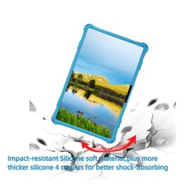 Sfulatdc Silicone Tablet Case with 360 Rotating Kickstand Handle/Shoulder Strap Built in Pen Holder Stylus Pen Compatible with Teclast T60 12 inch Blue