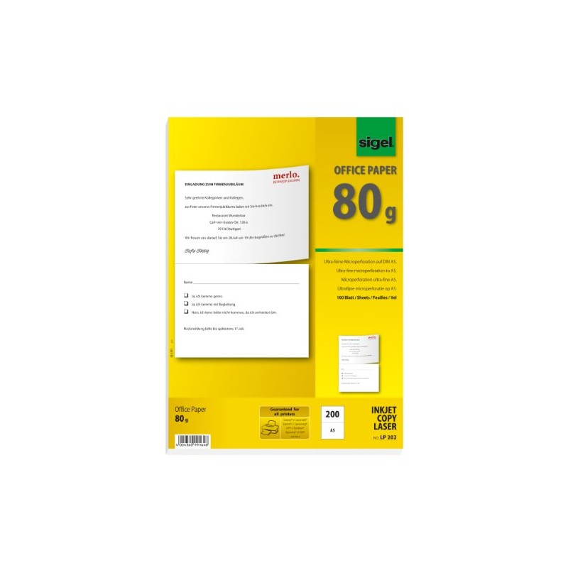 SIGEL LP202 Special Microperforated Multipurpose Office Paper, white, A5/A4, 80gsm,