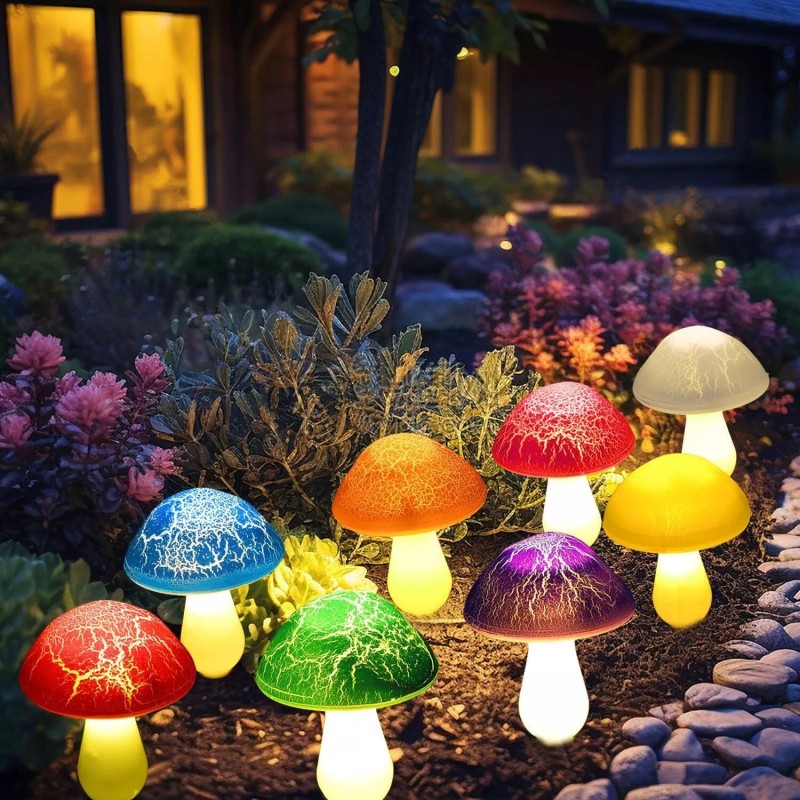 Garden Lights Outdoor Solar LED Garden Lights Decor Mushroom Lights