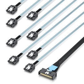 MCIO to SATA Cable, MCIO 8X SFF-TA-1016 to 8X SATA, Mini Cool Edge IO Host/RAID to SATA Target HD, 1m(3.3ft)