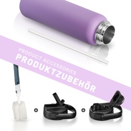 Fjbottle Stainless Steel Water Bottle with Straw 950 ml / 1200 ml - 2 x Lids BPA-Free Water Bottle Leak-Proof Sports Bicycle Thermal Flask for Fizz, School, Fitness