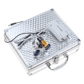 NSKI 3.5X Loupes Magnifying Glasses + 5W Lamp Belt Clip Type with Filter Aluminum Box (Silver)