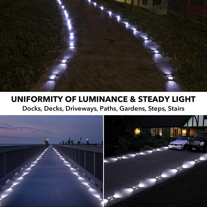 AGPTEK Solar Driveway Lights 12 Pack, White LED Deck Lights,