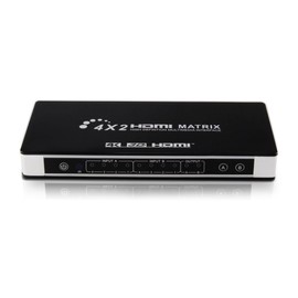 HDMI Matrix 4x2 Switch/Splitter UHD 4K2K UHD 3D with EDID Function, HDMI Matrix Distributor Switch, MHL, ARC, Cinch, Toslink, RCA