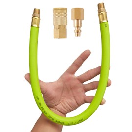 Minimprover 3/8" x 12 Inch Heavy Duty Short Air Compressor EPDM Rubber Hose 300 PSI: 1/4" Male NPT to 1/4" Male NPT Connections With Quick Coupler Brass Fitting