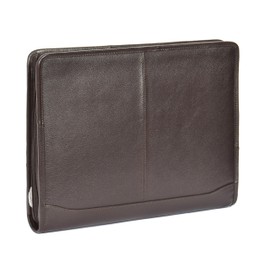 Luxury Real Leather Zip Around Folder File Detachable Metal Ring Binder Braga (Brown)