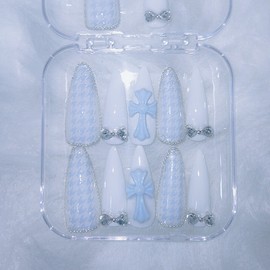 Soft 3-color Chrome Hearts Cross Nail Tips / 여리여리 3가지색상 크롬하츠십자가 네일팁