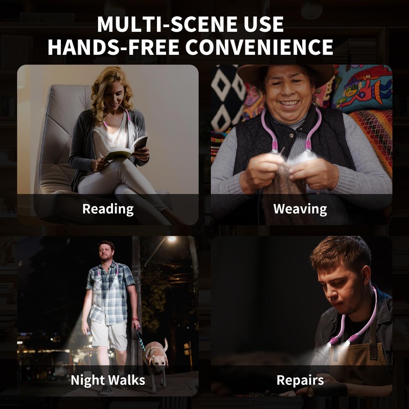 LUXJET Neck Reading Light & Book Light for Reading in