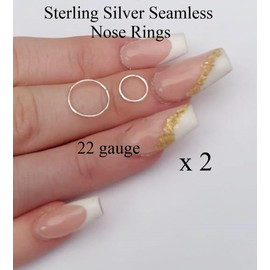 Jewellerymine-uk 2 x Sterling Silver Nose Rings 925 Sterling Silver Nose Ring Hoop Septum tragus Rings helix Cartiilage Rook Earrings jewellery