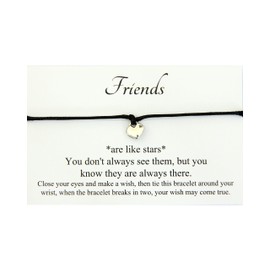 Lucor Friendship Gifts | Best Friends Gifts | Heart Charm Wish Bracelet | Birthday Christmas Gifts | Gifts for Friends(Black)