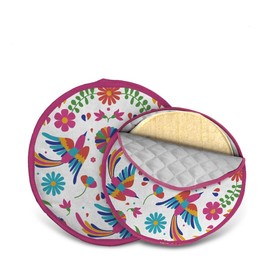 Paquete de 2 Tortilleros Térmicos Estampados, Dos Tortilleros para Microondas Tamaño Grande y Regular (White Birds Otomi)