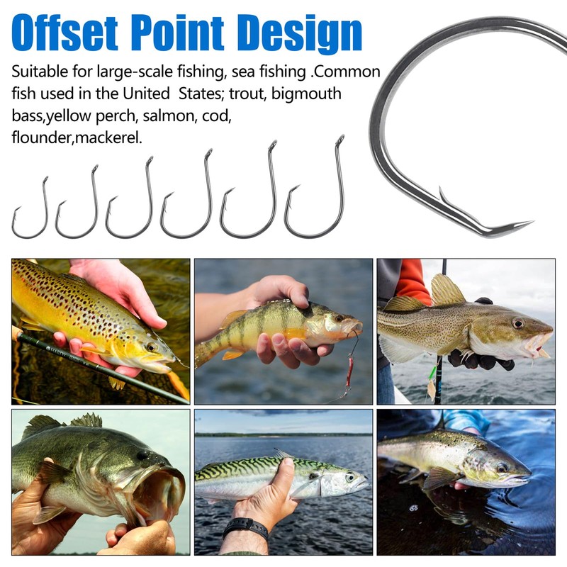 150pcs/box Circle Hooks 2X Strong Customized Offset Sport Circle Hooks