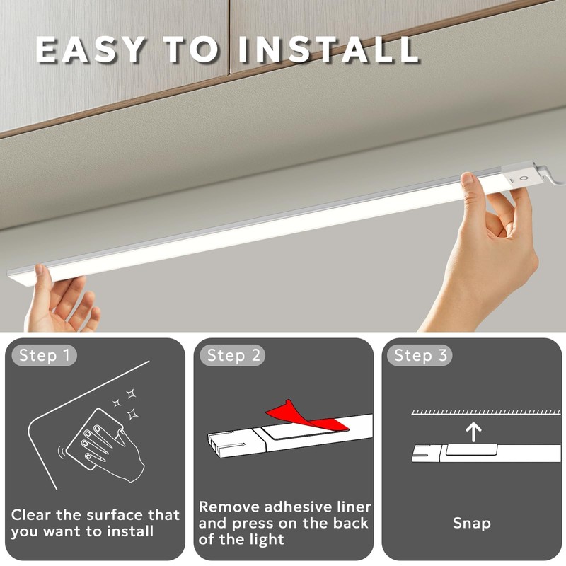 MYPLUS 24" Under Cabinet Lights, 5 Color Temps Under Counter
