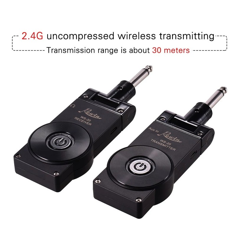 Rowin WS-20 2.4G Wireless Rechargeable Electric Guitar Transmitter Receiver Set