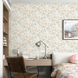 Rugreat Modern Floral Wallpaper Peel and Stick Boho Leaf Flower Contact Paper for Cabinets Self Adhesive Removable Wallpaper for Bathroom Waterproof Botanical Contact Paper Colorful 393inL 17.3inW