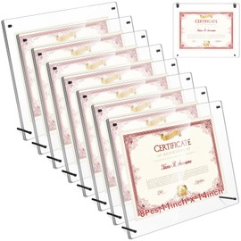 Thyle 8 Pcs Acrylic Photo Frame 11x14'' Clear Floating Picture Frame Certificate Diploma Document Group Photo Artworks Poster Display Tabletop or Hanging Wall Mount for Home School Office (Black)