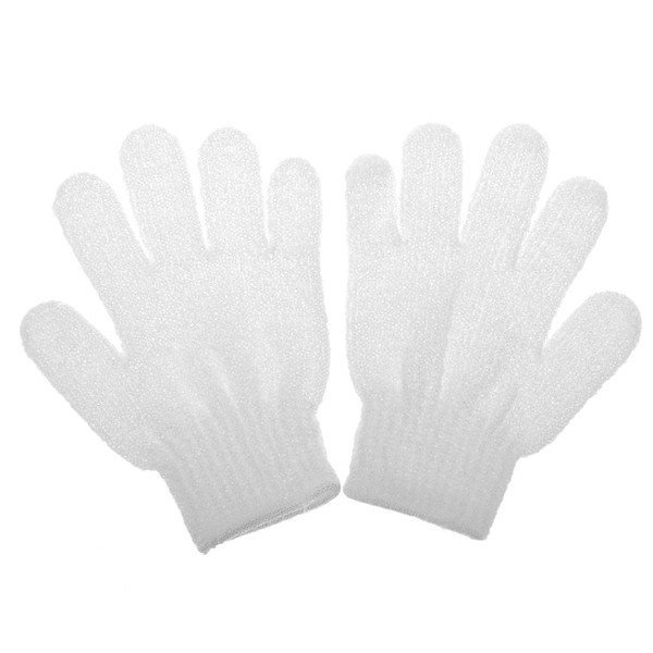 1 pair of exfoliating bath gloves, white, 2 pieces (1 pack)