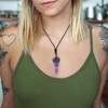 Loveliome Natural Crystal Stone Raven Skull Pendant Necklace Hand Carved
