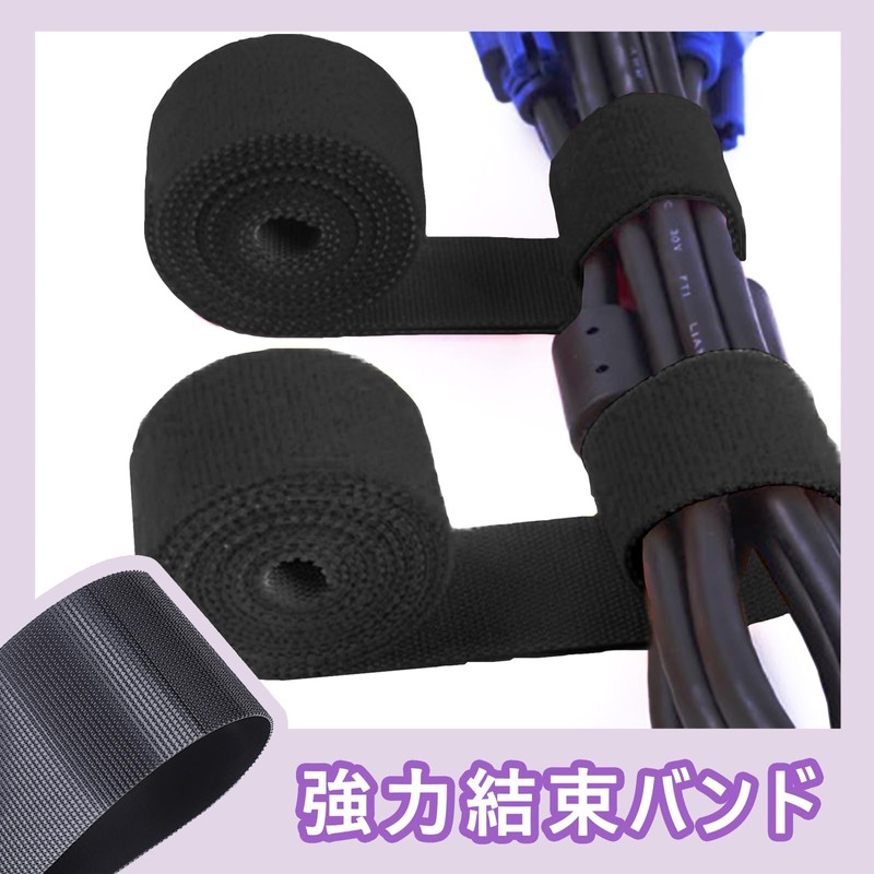 Gusseted Waves Zip Ties, Magic Binding Band, Black, 20.0 inches