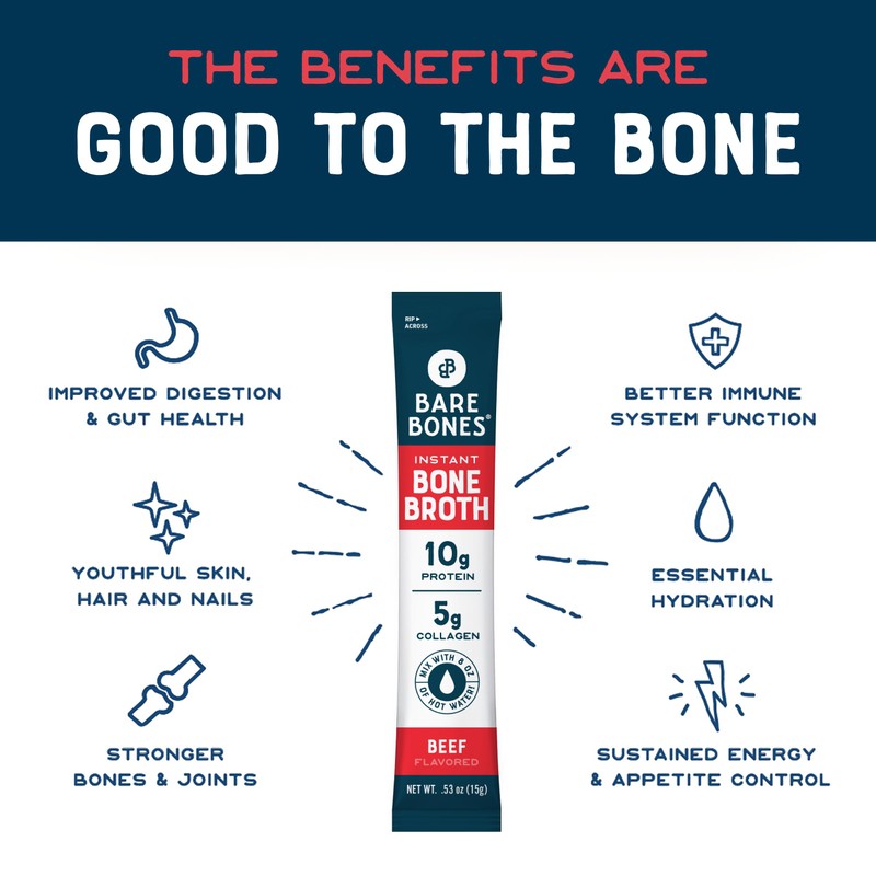 Bare Bones Beef Bone Broth Instant Powdered Mix Packets |